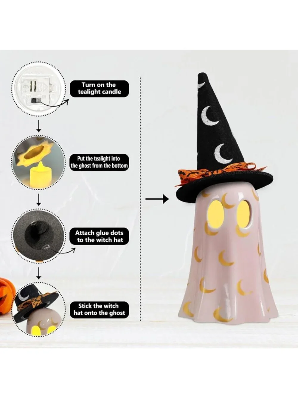 Set of 3 Ceramic Ghosts - Spooky Halloween Decor for Indoor Celebrations